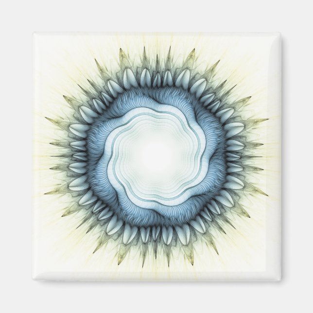 Íman Ornamento floral azul giratório (Frente)