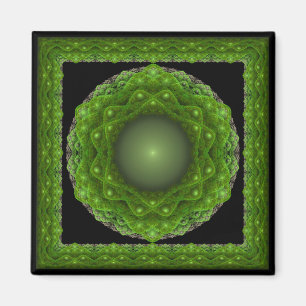 Íman Ornamento verde enquadrado na Fractal