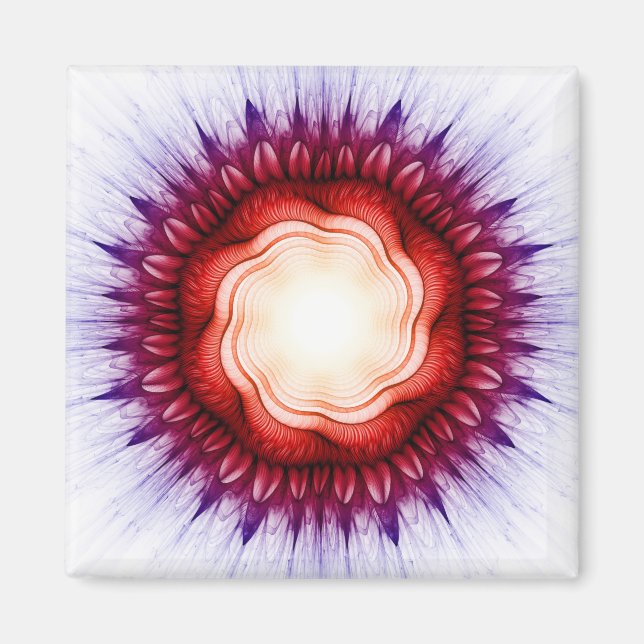 Íman Ornamento vermelho floral (Frente)