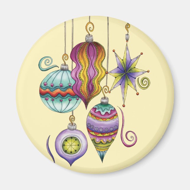 Íman Ornamentos de Natal, Elegante e Vidro Rico (Frente)