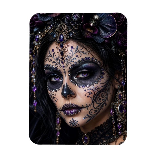 Íman Orquídea Âmbar Calavera – Caveira de Açúcar Gótica (Vertical)