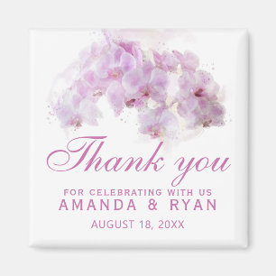 Íman Orquídea Rosa Flor de Aquarela Casamento Obrigado