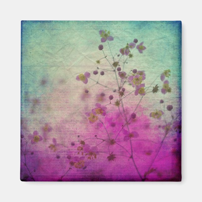 Íman Orquídea roxa-do-mato-roxo, floral e guião (Frente)