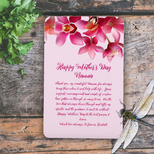 Íman Orquídeas Dia das Mães Obrigado Mensagem Rosa