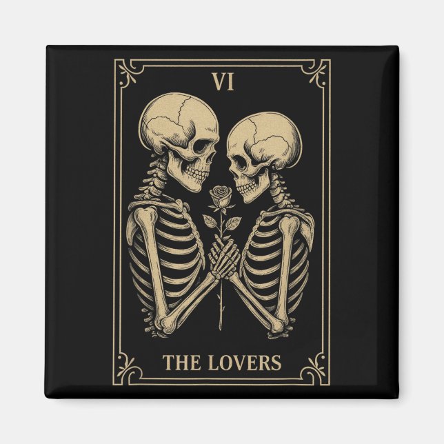 Íman Os Amantes Tarot Skeleton Tornam O Romance Gótico. (Frente)