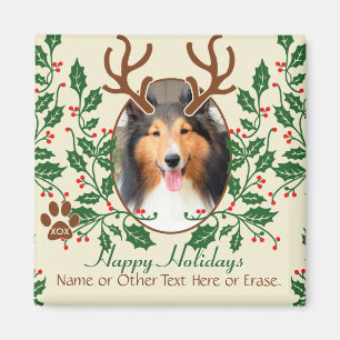 Íman Os Antlers do Natal para o cão/gato personalizam