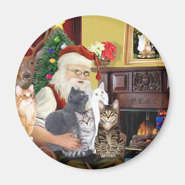 Íman Os Cinco Gatos do Papai Noel (Frente)