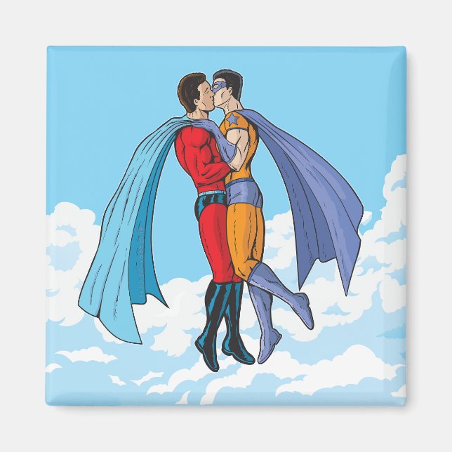 Íman Os dois super-heróis de Slipperyjoe beijando perso (Frente)