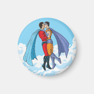 Íman Os dois super-heróis de Slipperyjoe beijando perso