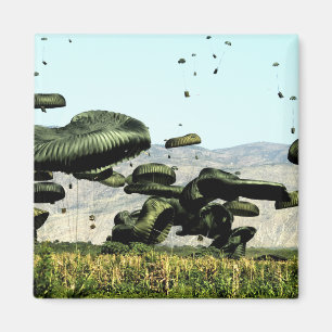 Íman Os pacotes de comida e de água são ar entregado