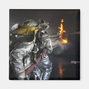 Íman Os sapadores-bombeiros extinguem um fogo em um ro