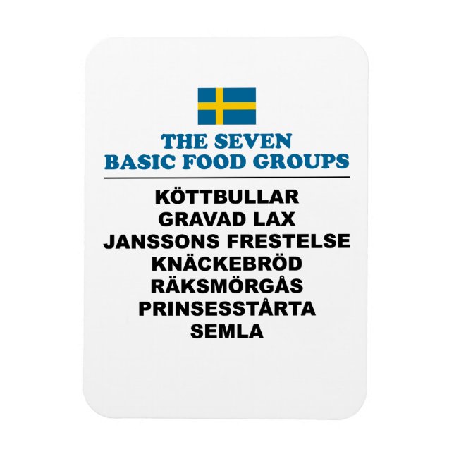 Íman Os Sete Grupos Alimentares Básicos Engraçado Sueco (Vertical)