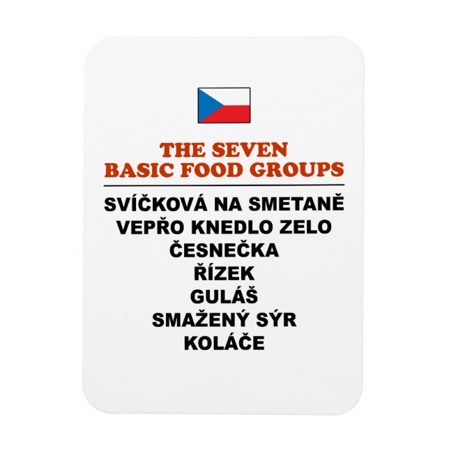 Íman Os Sete Grupos Alimentares Básicos Engraçado Tchec (Vertical)