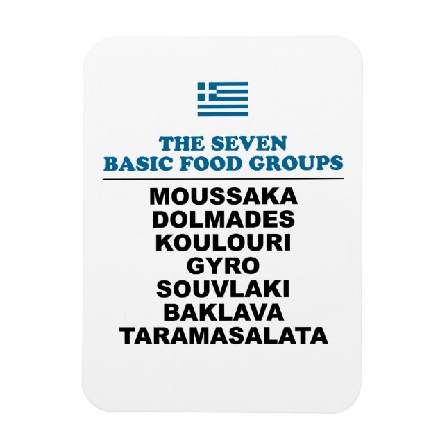 Íman Os Sete Grupos Alimentares Básicos Grego Divertido (Vertical)