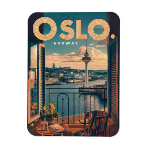 Íman Oslo balcony vê Noruega colheita e presentes