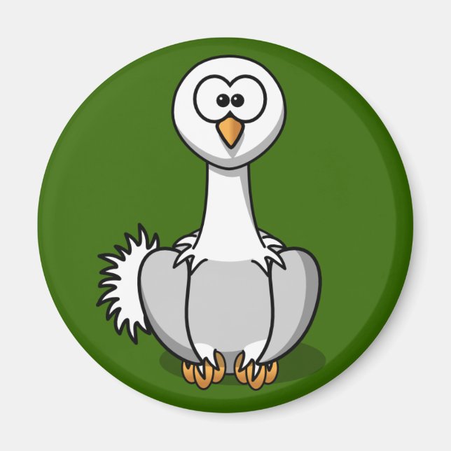 Íman Ostrich Bonito Na Imã de geladeira De Grama Verde (Frente)