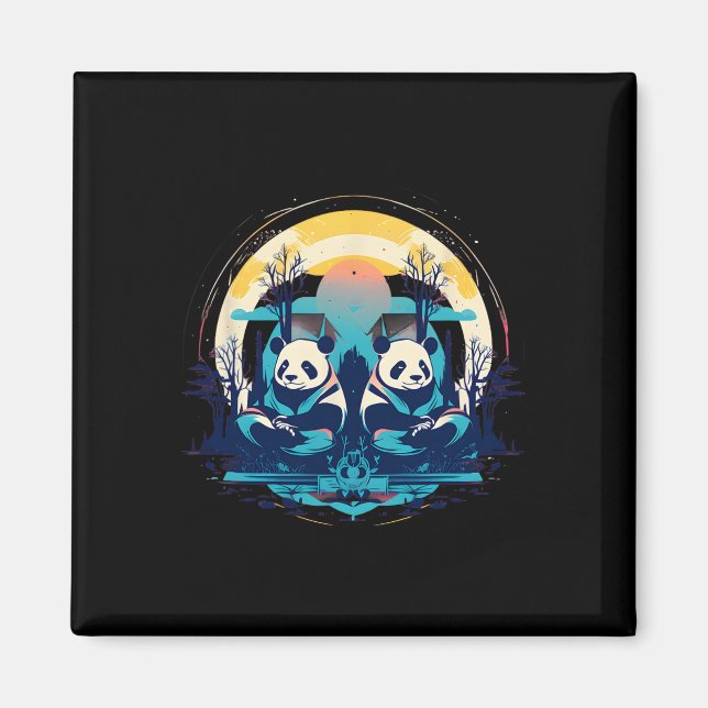 Íman Otaku Kawaii Anime Espiritual E Panda Meditando  (Frente)