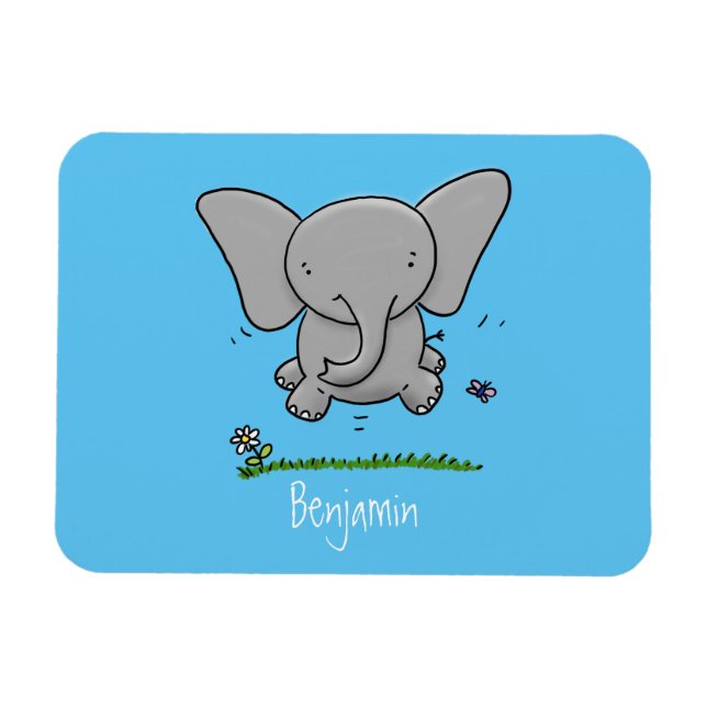 Íman Ótima ilustração de desenho animado de elefante be (Horizontal)