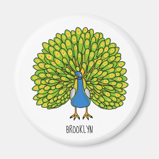 Íman Ótima ilustração de pássaro pavão brilhante (Frente)