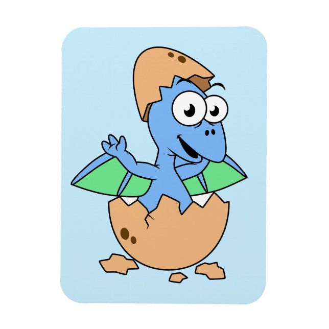 Íman Ótima Ilustração De Um Bebê Pterodactyl Hatching. (Vertical)