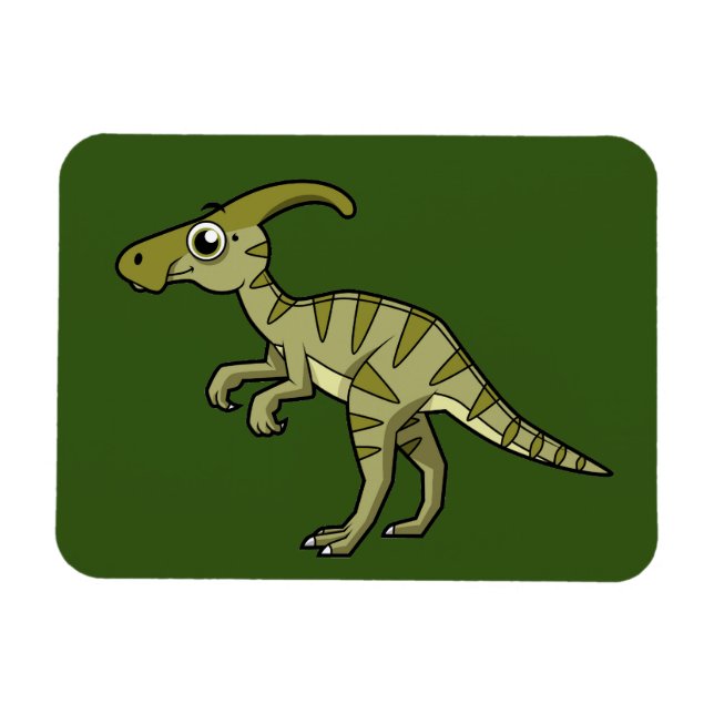 Íman Ótima Ilustração De Um Dinossauro Parasaurolofico. (Horizontal)