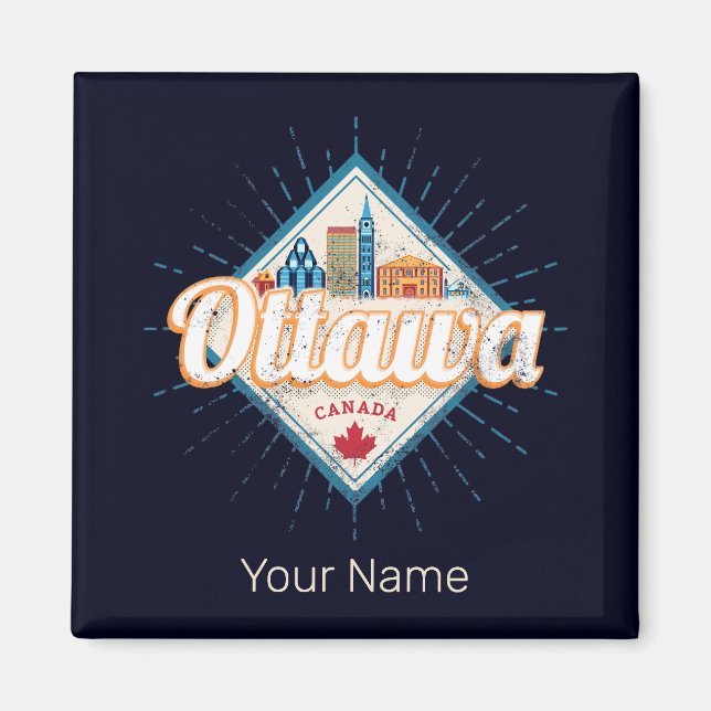 Íman Ottawa Skyline Ontario Retro Canada Vintage (Frente)