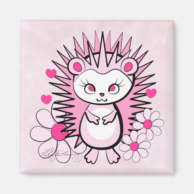 Íman ouriço fofa rosa (Frente)