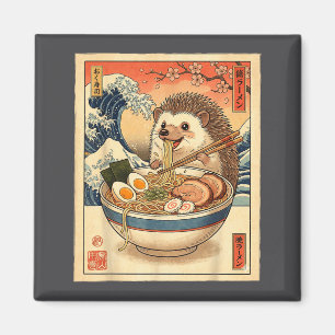 Íman ouriço Kawaii comendo tigela de macarrão Ramen Fof
