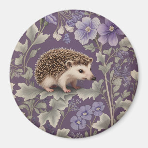 Íman ouriço Roxo Floral Inspirado em William Morris