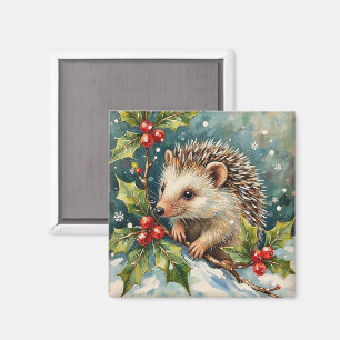 Íman Ouriço Vintage Entre o Natal de Azevinho