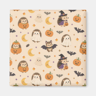 Íman ouriços de fantasia de Halloween fofos ímã quadrad