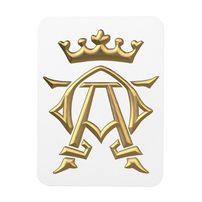 Íman Ouro "3-D" Alfa e Ômega com símbolo de coroa (Vertical)