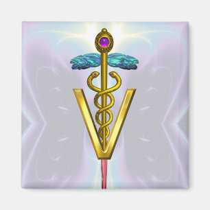 Íman OURO CADUCEUS SÍMBOLO VETERINÁRIO Azul Teal