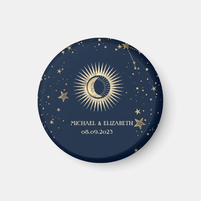 Íman Ouro Celestial Sol e Lua Estrelas (Frente)