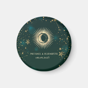 Íman Ouro Celestial Sol e Lua Estrelas Verde