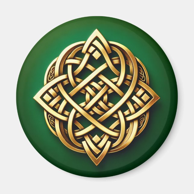 Íman Ouro Celtic Knot on Green (Frente)