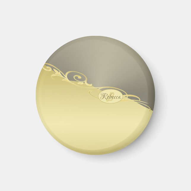 Íman Ouro de luxo decorativo em ouro e prata, monograma (Frente)