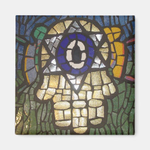 Íman Ouro de mosaico Hamsa com estrela e o olho mau