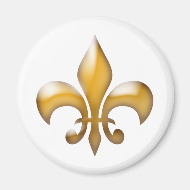 Íman Ouro e ímã clássico branco da flor de lis (Frente)
