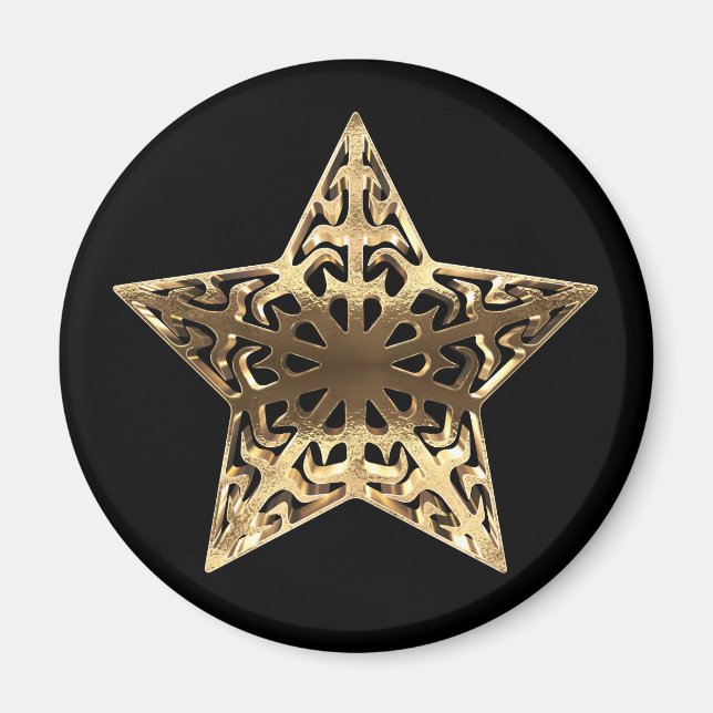 Íman Ouro Estrela Preta e Elegante Dourado (Frente)