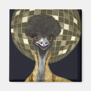 Íman Ouro Funny Retro Disco Ball Emu Bird