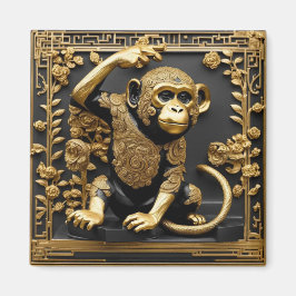 Íman Ouro macaco e quadro ornamental negro