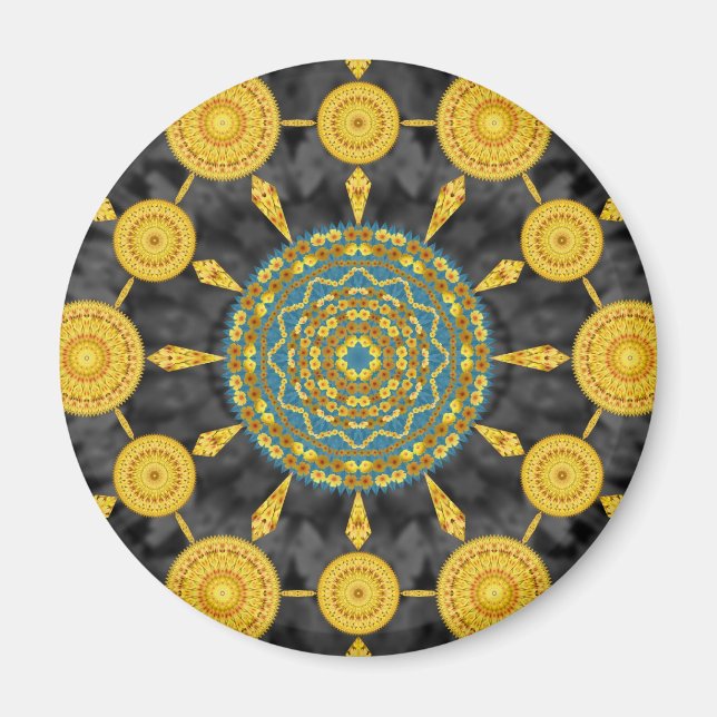 Íman Ouro Poppies Mandala Array Magnet (Frente)