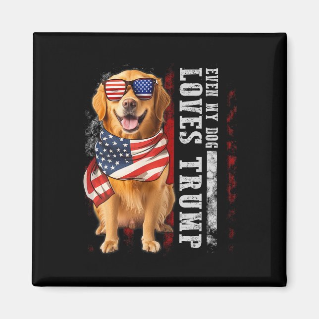 Íman Ouro Retriever Até Meu Cachorro Adora Trump Engraç (Frente)