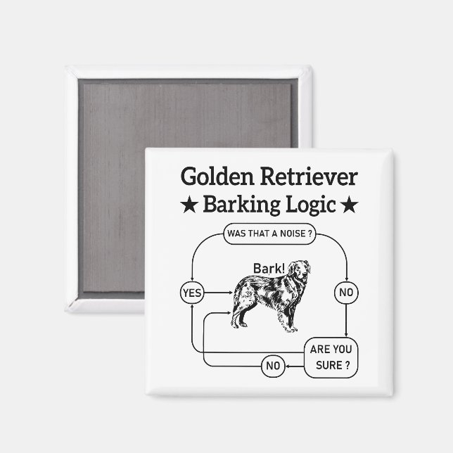 Íman Ouro Retriever Barking Logic Engraçado Cachorro Sa (Front/Back)