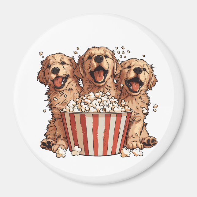 Íman Ouro Retriever Cães Filme Popcorn Balde (Frente)
