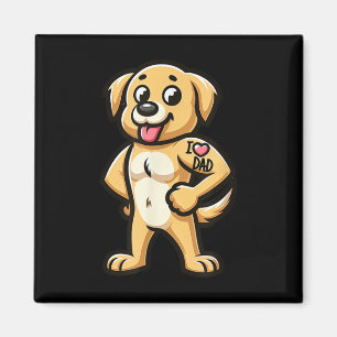 Íman Ouro Retriever I Love Pai Funny Dog Tattoo _1