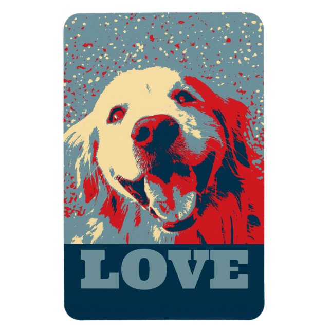 Íman Ouro Retriever Stylized Love (Vertical)