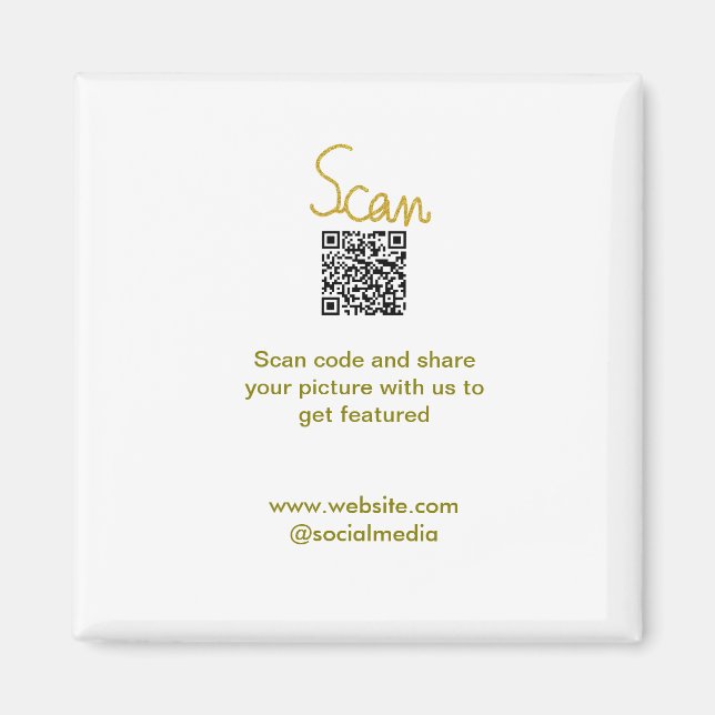 Íman Ouro Scan QR code glitter elegante calligr simples (Frente)