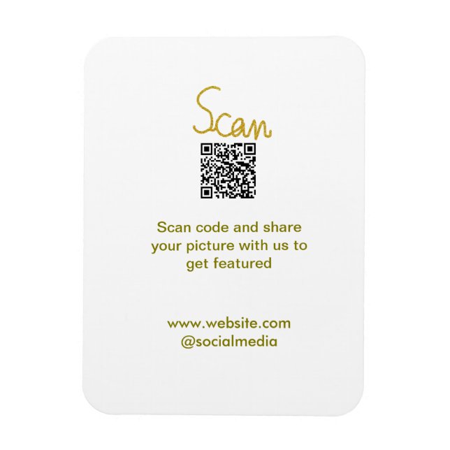 Íman Ouro Scan QR code glitter elegante calligr simples (Vertical)
